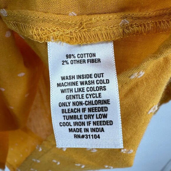 Wonderly Long Sleeve Shirt Yellow Gold Puff Sleeve BOHO Embroidered Medium NWT - Picture 8 of 8